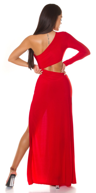 One-Arm Gala dress with cut outs Red